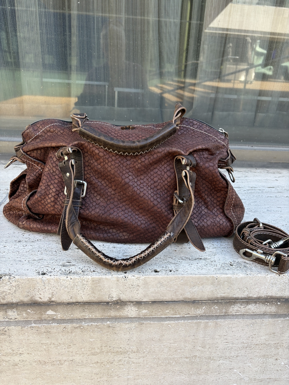 True Religion World Tour Dark Wine Crossbody/Shoulder/Hobo Bag